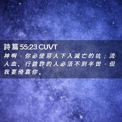 Picture 02 - 詩 篇 55:23 CUVT - 神 啊 ， 你 必 使 惡 人 下 入 滅 亡 - Bible Verse Picture