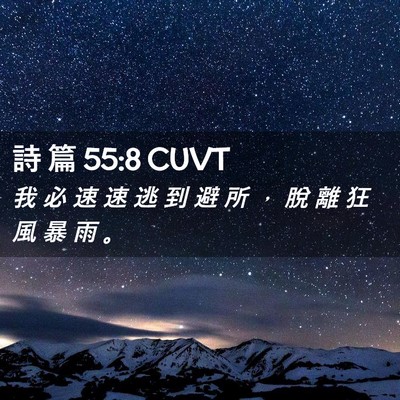 Picture 02 - 詩 篇 55:8 CUVT - 我 必 速 速 逃 到 避 所 ， 脫 離 狂 - Bible Verse Picture