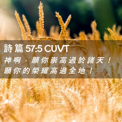 Picture 02 - 詩 篇 57:5 CUVT - 神 啊 ， 願 你 崇 高 過 於 諸 天 ！ - Bible Verse Picture