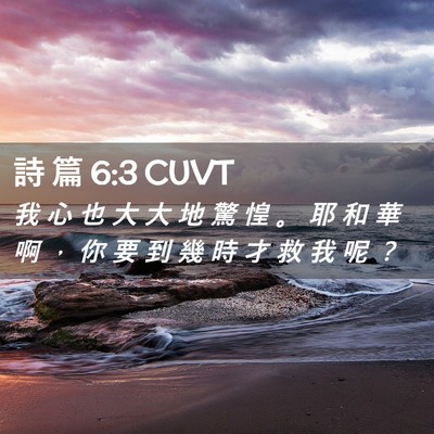 Picture 02 - 詩 篇 6:3 CUVT - 我 心 也 大 大 地 驚 惶 。 耶 和 華 - Bible Verse Picture