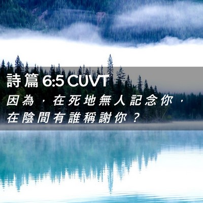 Picture 02 - 詩 篇 6:5 CUVT - 因 為 ， 在 死 地 無 人 記 念 你 ， - Bible Verse Picture