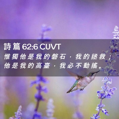 Picture 02 - 詩 篇 62:6 CUVT - 惟 獨 他 是 我 的 磐 石 ， 我 的 拯 - Bible Verse Picture