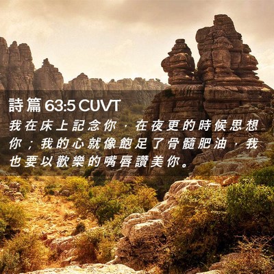 Picture 02 - 詩 篇 63:5 CUVT - 我 在 床 上 記 念 你 ， 在 夜 更 的 - Bible Verse Picture