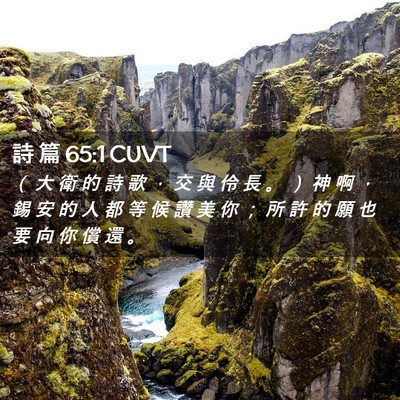 Picture 02 - 詩 篇 65:1 CUVT - （ 大 衛 的 詩 歌 ， 交 與 伶 長 。 - Bible Verse Picture