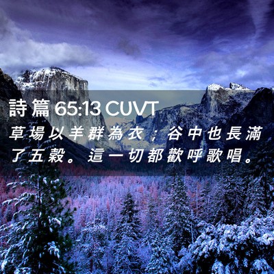Picture 02 - 詩 篇 65:13 CUVT - 草 場 以 羊 群 為 衣 ； 谷 中 也 長 - Bible Verse Picture