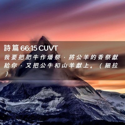 Picture 02 - 詩 篇 66:15 CUVT - 我 要 把 肥 牛 作 燔 祭 ， 將 公 羊 - Bible Verse Picture