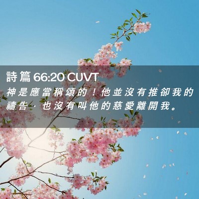 Picture 02 - 詩 篇 66:20 CUVT - 神 是 應 當 稱 頌 的 ！ 他 並 沒 有 - Bible Verse Picture
