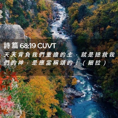 Picture 02 - 詩 篇 68:19 CUVT - 天 天 背 負 我 們 重 擔 的 主 ， 就 - Bible Verse Picture