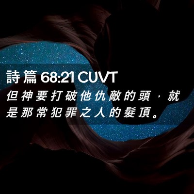 Picture 02 - 詩 篇 68:21 CUVT - 但 神 要 打 破 他 仇 敵 的 頭 ， 就 - Bible Verse Picture