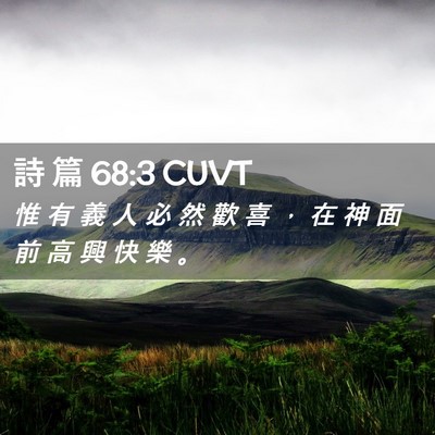 Picture 02 - 詩 篇 68:3 CUVT - 惟 有 義 人 必 然 歡 喜 ， 在 神 面 - Bible Verse Picture