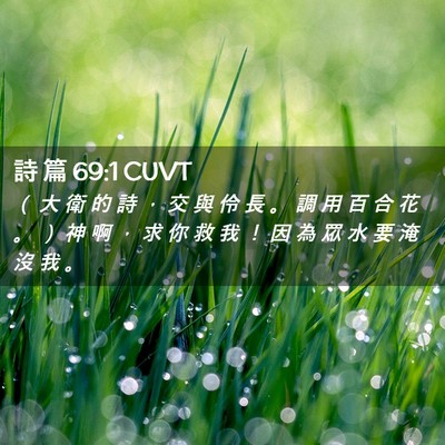 Picture 02 - 詩 篇 69:1 CUVT - （ 大 衛 的 詩 ， 交 與 伶 長 。 調 - Bible Verse Picture