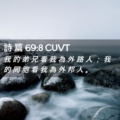 Picture 02 - 詩 篇 69:8 CUVT - 我 的 弟 兄 看 我 為 外 路 人 ； 我 - Bible Verse Picture