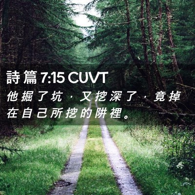 Picture 02 - 詩 篇 7:15 CUVT - 他 掘 了 坑 ， 又 挖 深 了 ， 竟 掉 - Bible Verse Picture