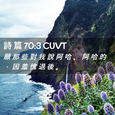 Picture 02 - 詩 篇 70:3 CUVT - 願 那 些 對 我 說 阿 哈 、 阿 哈 的 - Bible Verse Picture