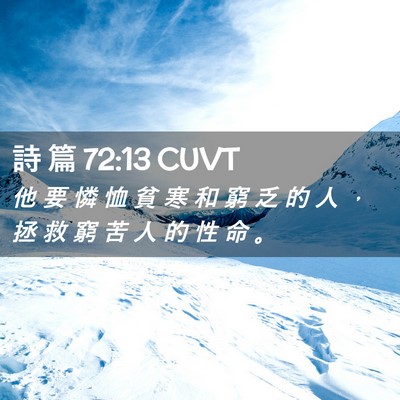 Picture 02 - 詩 篇 72:13 CUVT - 他 要 憐 恤 貧 寒 和 窮 乏 的 人 ， - Bible Verse Picture