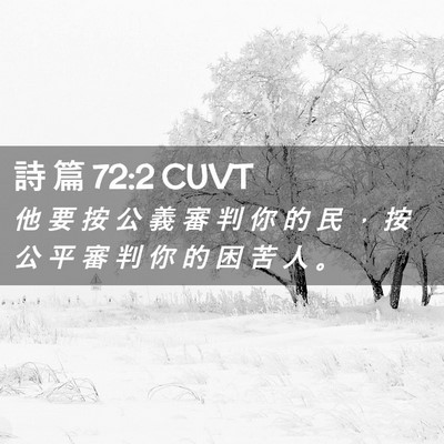 Picture 02 - 詩 篇 72:2 CUVT - 他 要 按 公 義 審 判 你 的 民 ， 按 - Bible Verse Picture