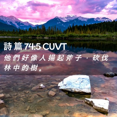 Picture 02 - 詩 篇 74:5 CUVT - 他 們 好 像 人 揚 起 斧 子 ， 砍 伐 - Bible Verse Picture