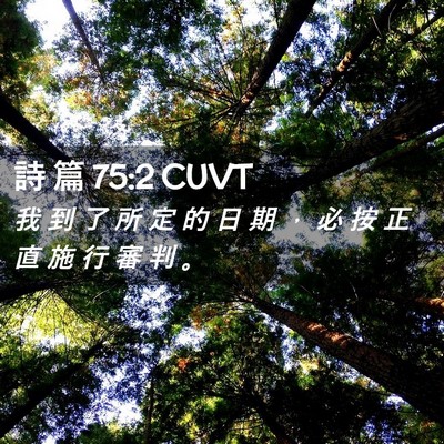 Picture 02 - 詩 篇 75:2 CUVT - 我 到 了 所 定 的 日 期 ， 必 按 正 - Bible Verse Picture