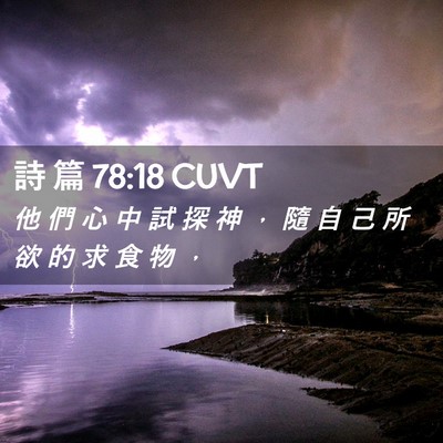 Picture 02 - 詩 篇 78:18 CUVT - 他 們 心 中 試 探 神 ， 隨 自 己 所 - Bible Verse Picture
