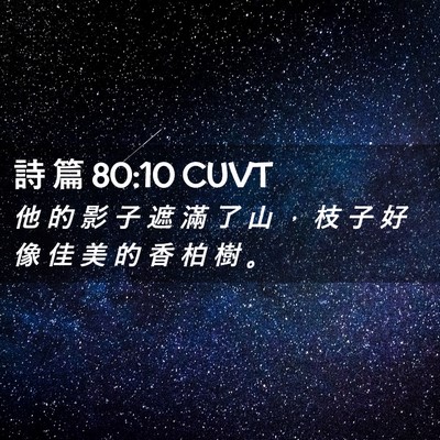 Picture 02 - 詩 篇 80:10 CUVT - 他 的 影 子 遮 滿 了 山 ， 枝 子 好 - Bible Verse Picture
