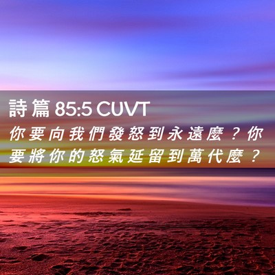 Picture 02 - 詩 篇 85:5 CUVT - 你 要 向 我 們 發 怒 到 永 遠 麼 ？ - Bible Verse Picture
