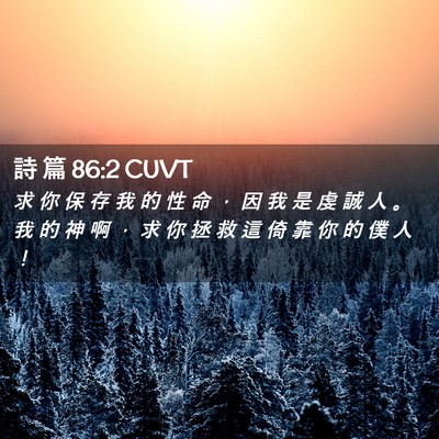 Picture 02 - 詩 篇 86:2 CUVT - 求 你 保 存 我 的 性 命 ， 因 我 是 - Bible Verse Picture