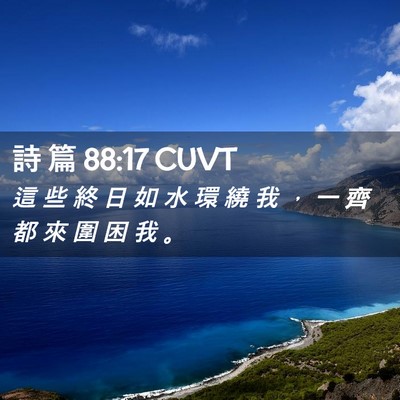 Picture 02 - 詩 篇 88:17 CUVT - 這 些 終 日 如 水 環 繞 我 ， 一 齊 - Bible Verse Picture