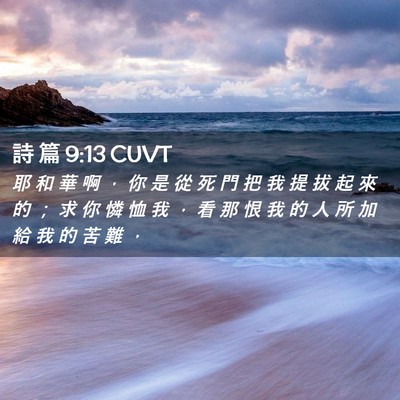 Picture 02 - 詩 篇 9:13 CUVT - 耶 和 華 啊 ， 你 是 從 死 門 把 我 - Bible Verse Picture