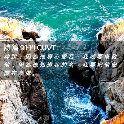 Picture 02 - 詩 篇 91:14 CUVT - 神 說 ： 因 為 他 專 心 愛 我 ， 我 - Bible Verse Picture