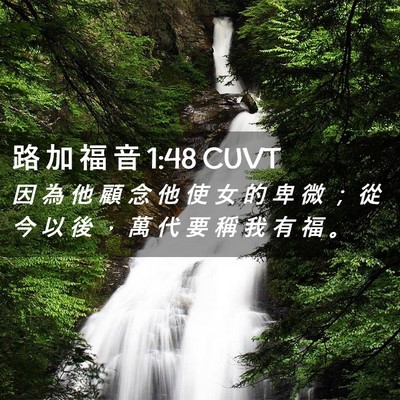 Picture 02 - 路 加 福 音 1:48 CUVT - 因 為 他 顧 念 他 使 女 的 卑 微 ； - Bible Verse Picture