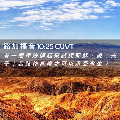Picture 02 - 路 加 福 音 10:25 CUVT - 有 一 個 律 法 師 起 來 試 探 耶 穌 - Bible Verse Picture