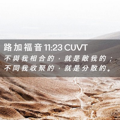 Picture 02 - 路 加 福 音 11:23 CUVT - 不 與 我 相 合 的 ， 就 是 敵 我 的 - Bible Verse Picture