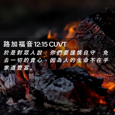 Picture 02 - 路 加 福 音 12:15 CUVT - 於 是 對 眾 人 說 ： 你 們 要 謹 慎 - Bible Verse Picture