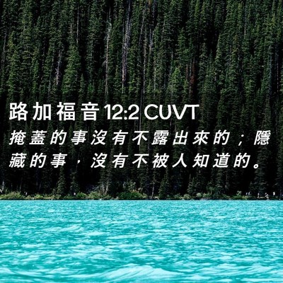 Picture 02 - 路 加 福 音 12:2 CUVT - 掩 蓋 的 事 沒 有 不 露 出 來 的 ； - Bible Verse Picture