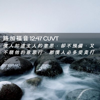Picture 02 - 路 加 福 音 12:47 CUVT - 僕 人 知 道 主 人 的 意 思 ， 卻 不 - Bible Verse Picture