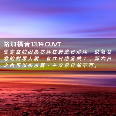 Picture 02 - 路 加 福 音 13:14 CUVT - 管 會 堂 的 因 為 耶 穌 在 安 息 日 - Bible Verse Picture