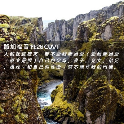 Picture 02 - 路 加 福 音 14:26 CUVT - 人 到 我 這 裡 來 ， 若 不 愛 我 勝 - Bible Verse Picture