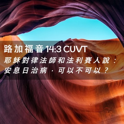 Picture 02 - 路 加 福 音 14:3 CUVT - 耶 穌 對 律 法 師 和 法 利 賽 人 說 - Bible Verse Picture