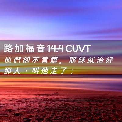 Picture 02 - 路 加 福 音 14:4 CUVT - 他 們 卻 不 言 語 。 耶 穌 就 治 好 - Bible Verse Picture