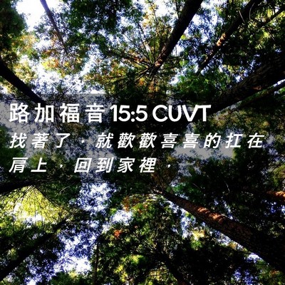 Picture 02 - 路 加 福 音 15:5 CUVT - 找 著 了 ， 就 歡 歡 喜 喜 的 扛 在 - Bible Verse Picture