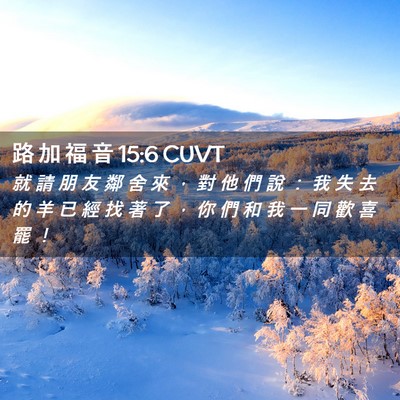 Picture 02 - 路 加 福 音 15:6 CUVT - 就 請 朋 友 鄰 舍 來 ， 對 他 們 說 - Bible Verse Picture
