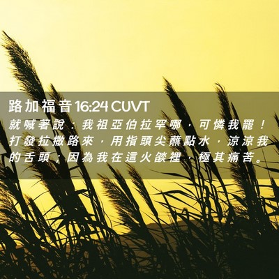 Picture 02 - 路 加 福 音 16:24 CUVT - 就 喊 著 說 ： 我 祖 亞 伯 拉 罕 哪 - Bible Verse Picture