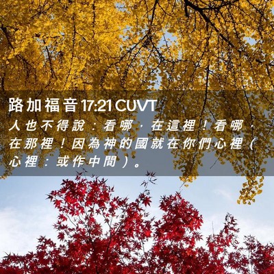 Picture 02 - 路 加 福 音 17:21 CUVT - 人 也 不 得 說 ： 看 哪 ， 在 這 裡 - Bible Verse Picture