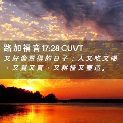 Picture 02 - 路 加 福 音 17:28 CUVT - 又 好 像 羅 得 的 日 子 ； 人 又 吃 - Bible Verse Picture