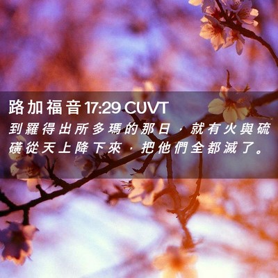 Picture 02 - 路 加 福 音 17:29 CUVT - 到 羅 得 出 所 多 瑪 的 那 日 ， 就 - Bible Verse Picture