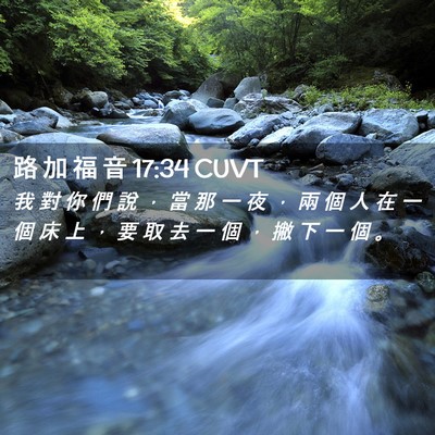 Picture 02 - 路 加 福 音 17:34 CUVT - 我 對 你 們 說 ， 當 那 一 夜 ， 兩 - Bible Verse Picture