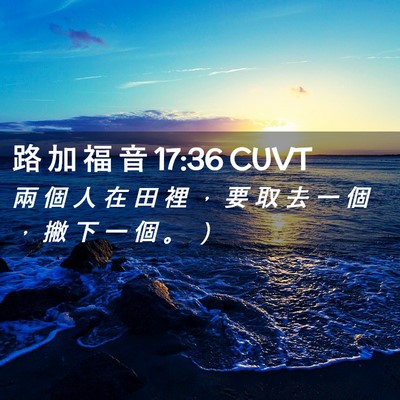 Picture 02 - 路 加 福 音 17:36 CUVT - 兩 個 人 在 田 裡 ， 要 取 去 一 個 - Bible Verse Picture