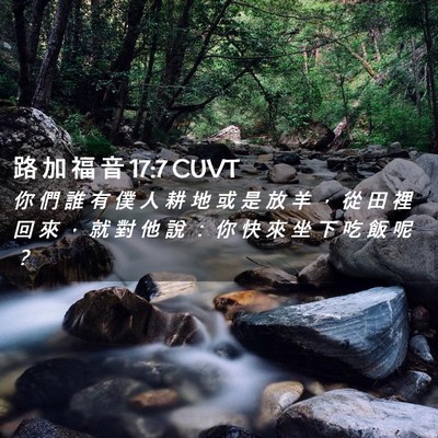 Picture 02 - 路 加 福 音 17:7 CUVT - 你 們 誰 有 僕 人 耕 地 或 是 放 羊 - Bible Verse Picture