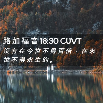 Picture 02 - 路 加 福 音 18:30 CUVT - 沒 有 在 今 世 不 得 百 倍 ， 在 來 - Bible Verse Picture