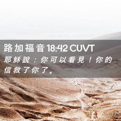 Picture 02 - 路 加 福 音 18:42 CUVT - 耶 穌 說 ： 你 可 以 看 見 ！ 你 的 - Bible Verse Picture